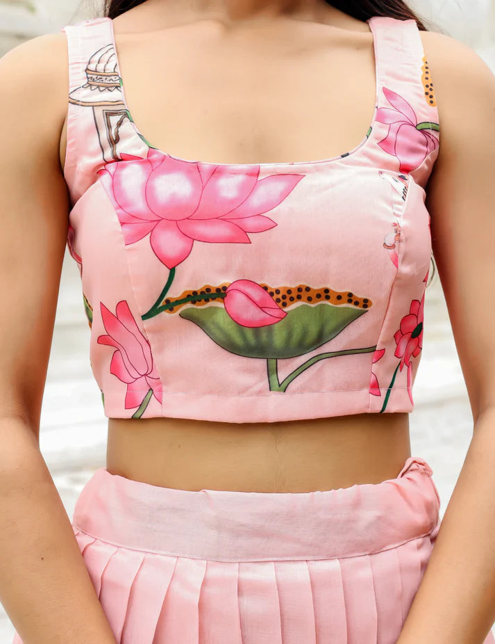 Lotus Bloom Chanderi Lehenga Set - 3239 - Gheraa10217