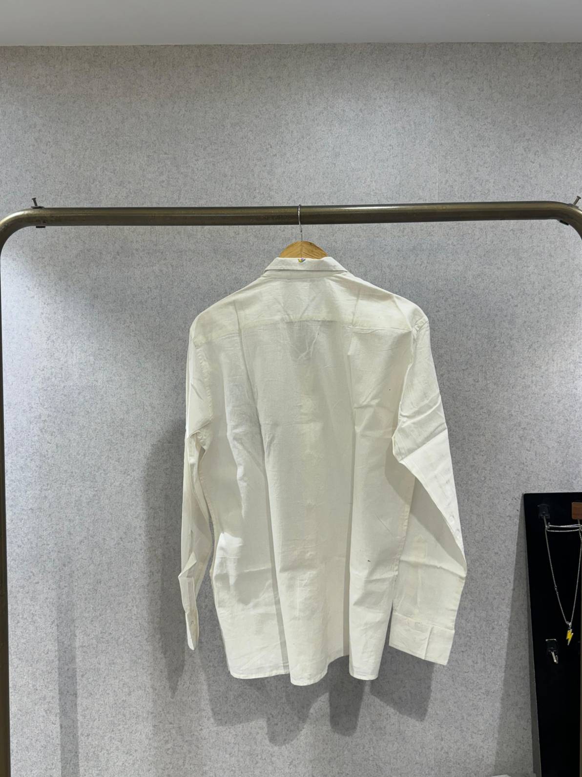 White Silver HandWork Embroidery Cotton Shirt - 400 - AA0588