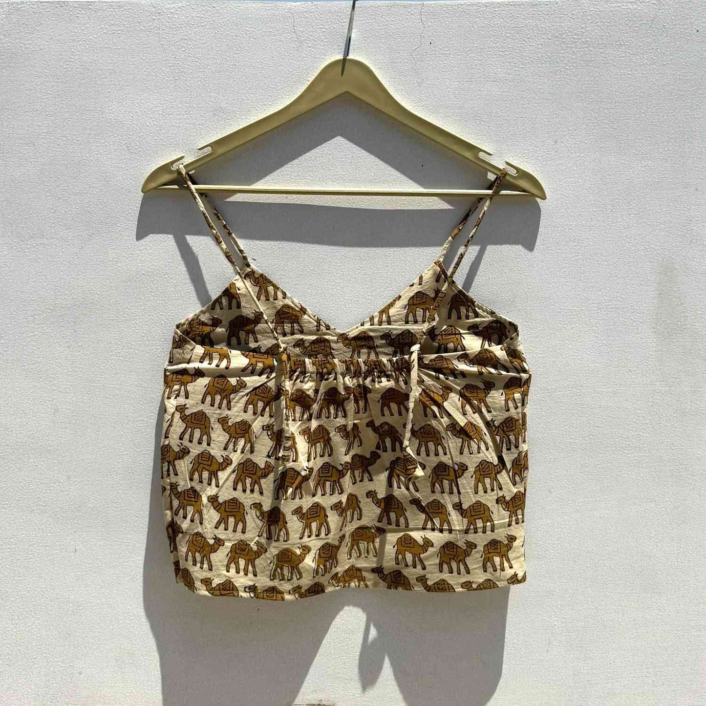 Rust Green Camel Handblock 2 in 1 Cotton Top