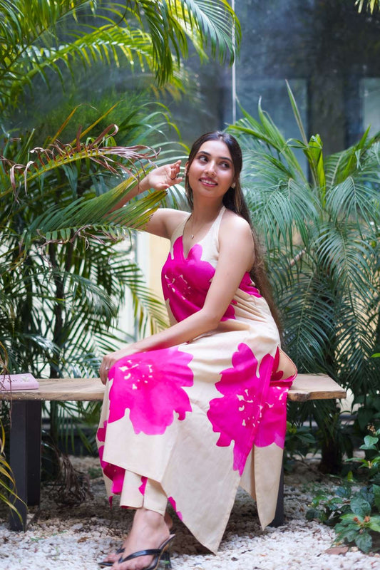 Gulabi Gulnar – Two-Piece Cotton Halter Neck Set - 1500 - Gheraa10056