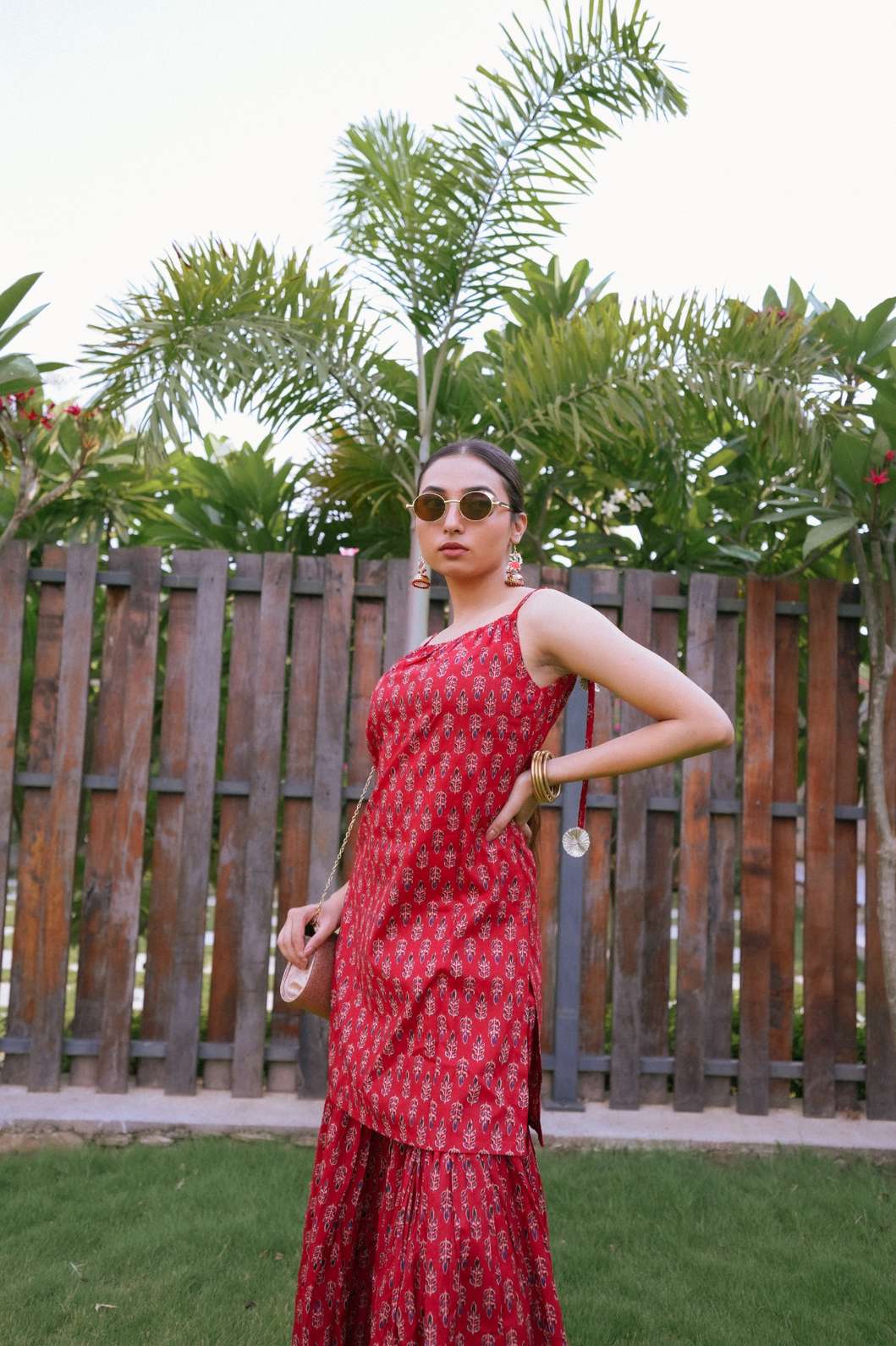 Raktima – Red Sharara Co-ord Set - 1400 - Gheraa10059