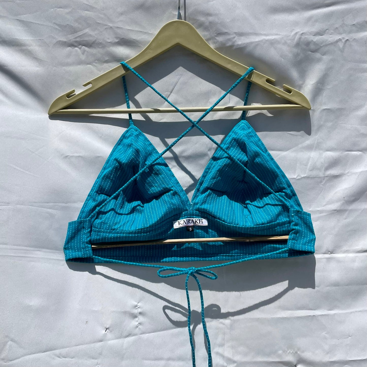 Turquoise Kantha Cotton Bra - KJ0132