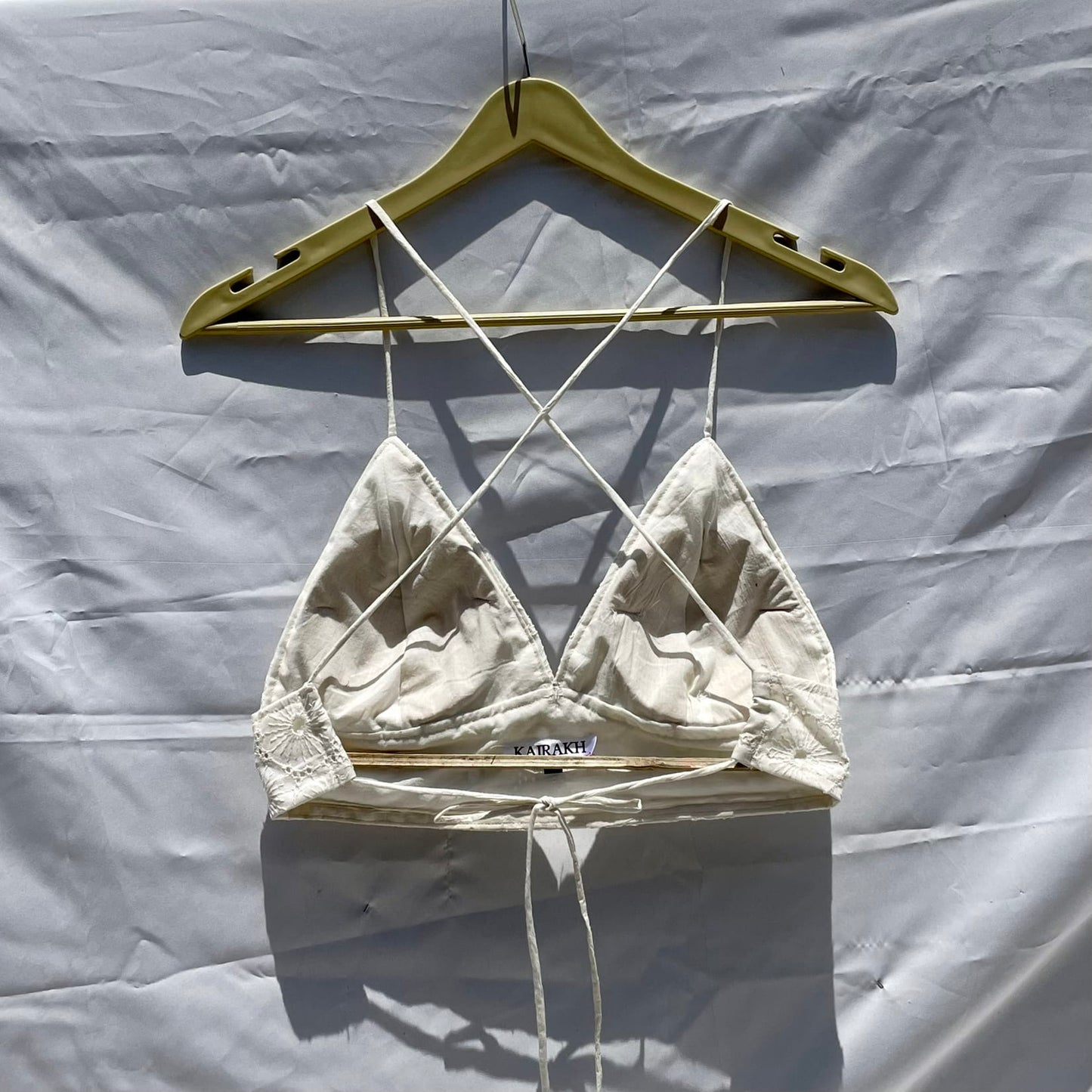 White Floral Chikan Bra - KJ0134 (Clearance Sale)