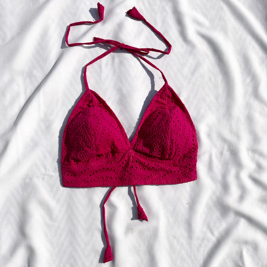 Rani Pink Chikan Cotton Bra - KJ0001