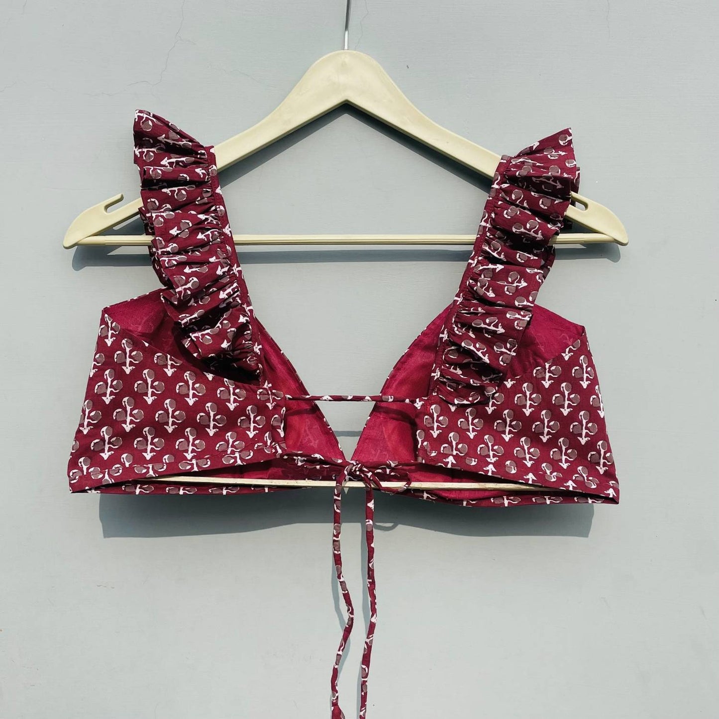 Rust Motif Frill Cotton Bra - KJ0321