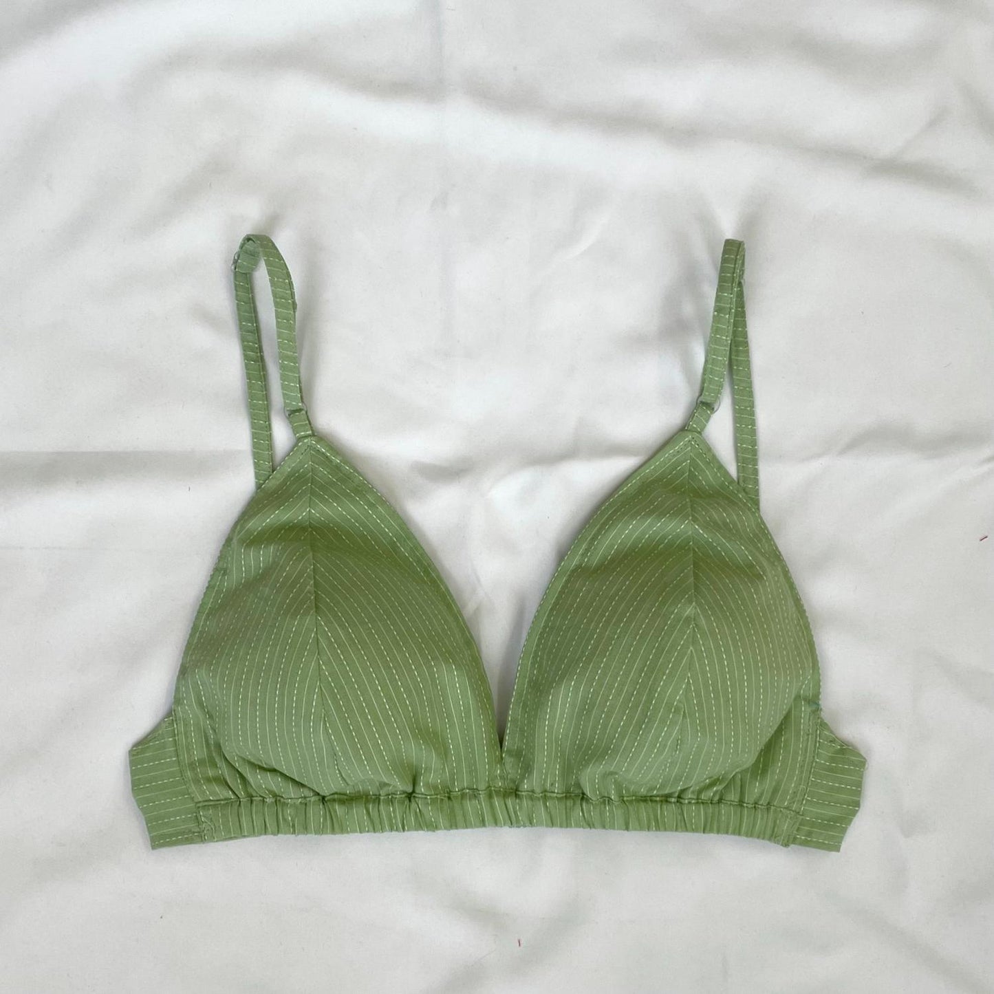 Mint Green Deep V Neck Cotton Kantha Bra- KJ0100