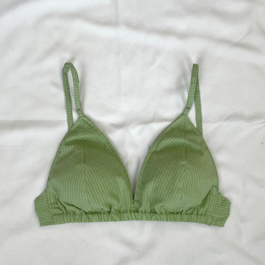 Mint Green Deep V Neck Cotton Kantha Bra- KJ0100