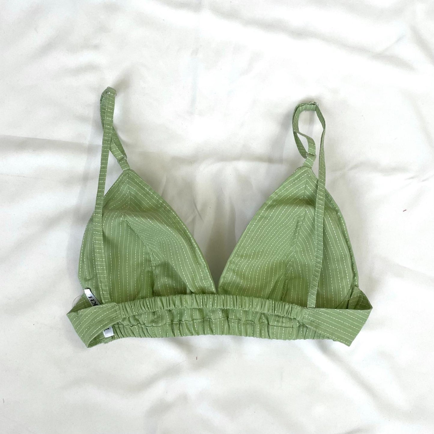 Mint Green Deep V Neck Cotton Kantha Bra- KJ0100