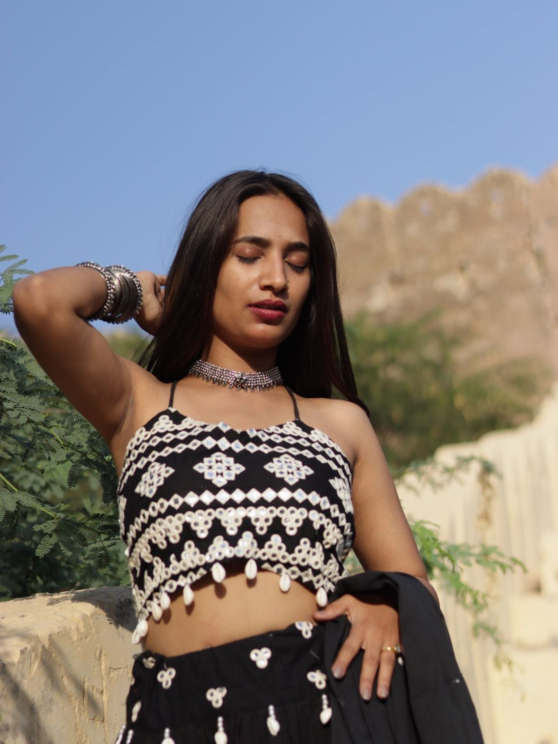 Black Mirror Gujarati Blouse , Dupptta and Lehanga - KJ0674