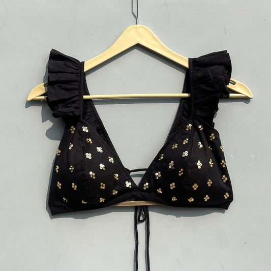 Black Sequin HandWork Bra - KJ0193