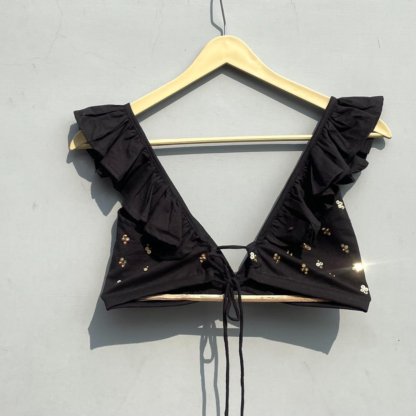 Black Sequin HandWork Bra - KJ0193