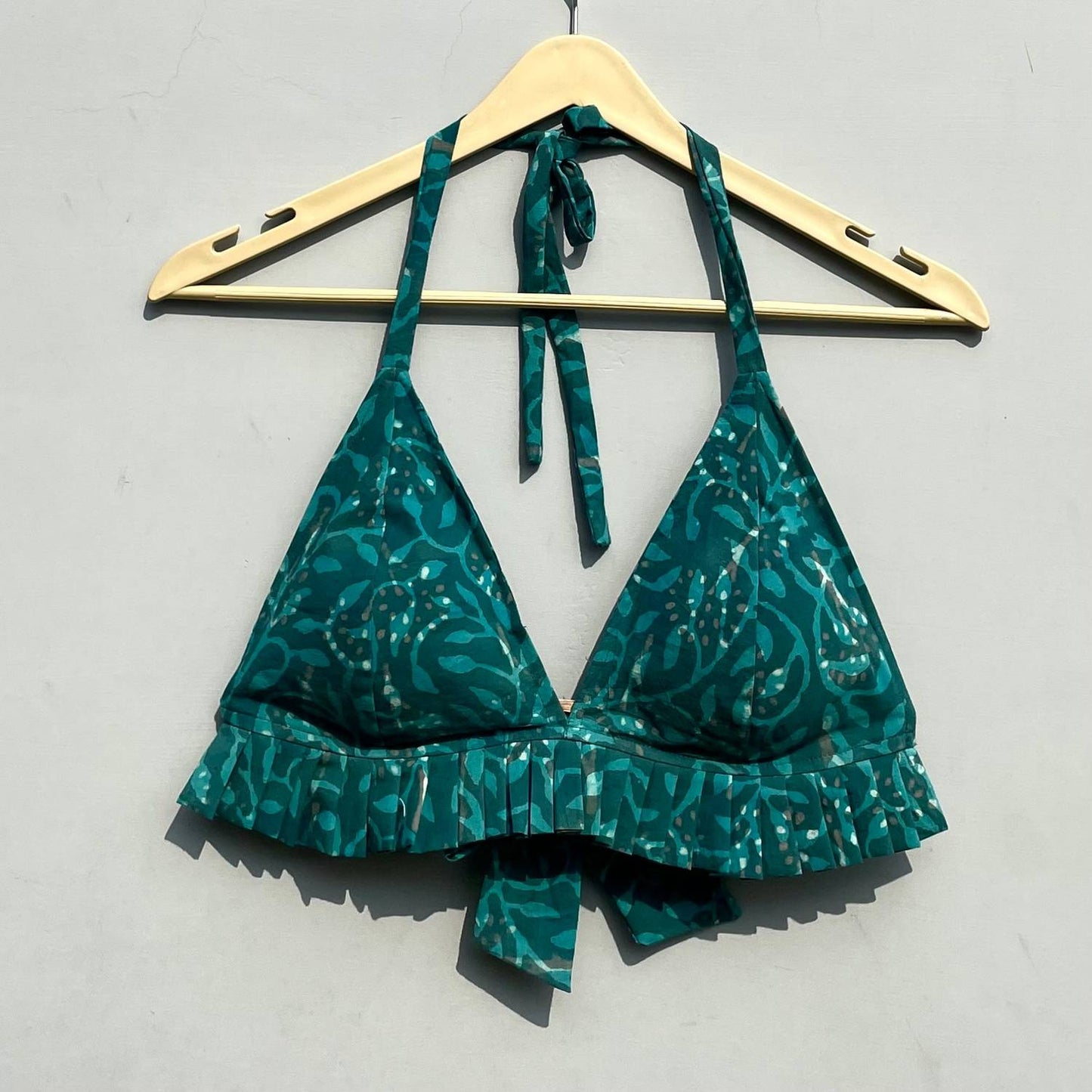Rama Green Hand Block Bralette cum Top - KJ0323