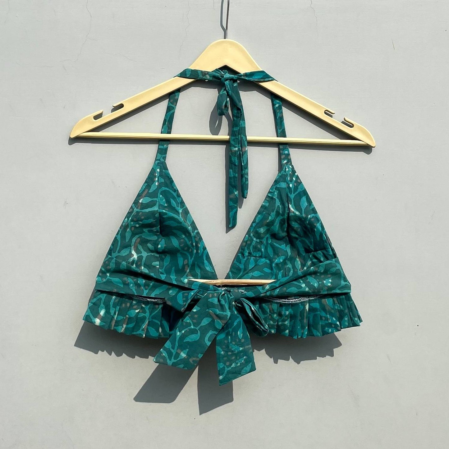 Rama Green Hand Block Bralette cum Top - KJ0323