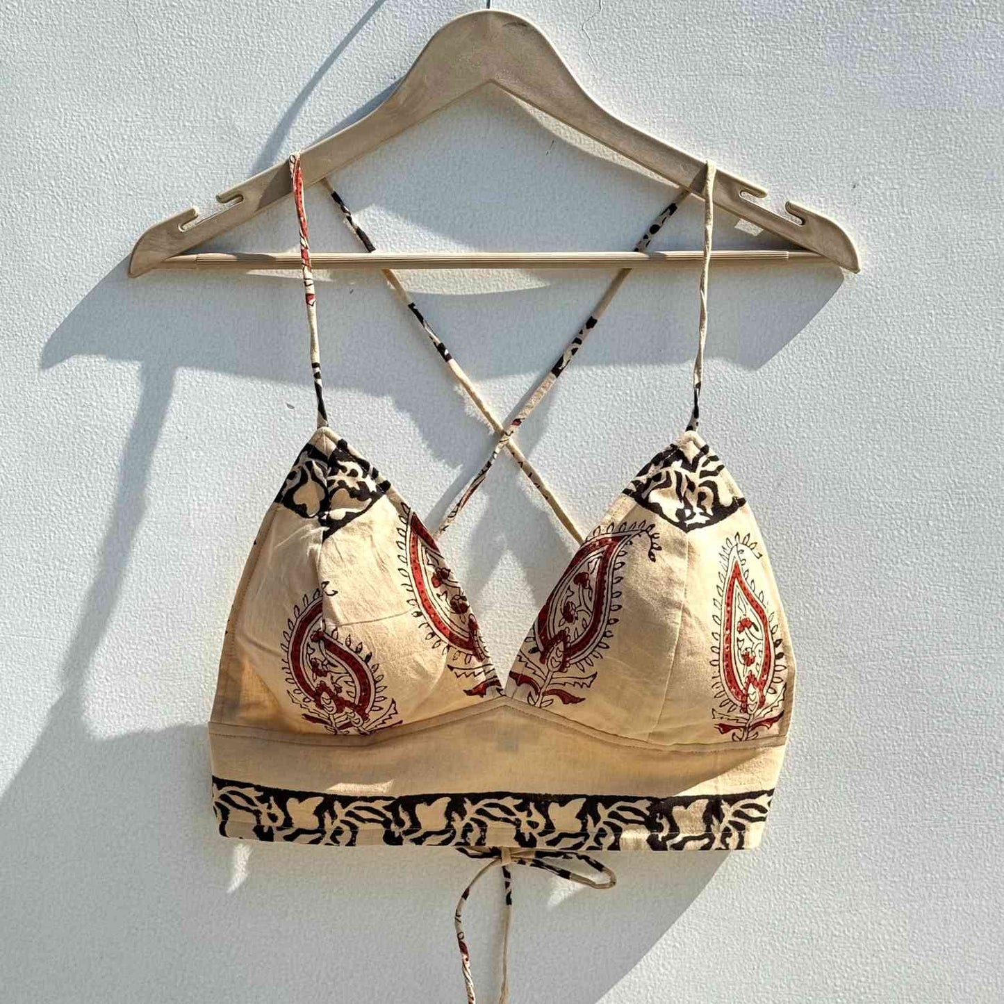 Handblock Paisley Cotton Bra - KJ0519