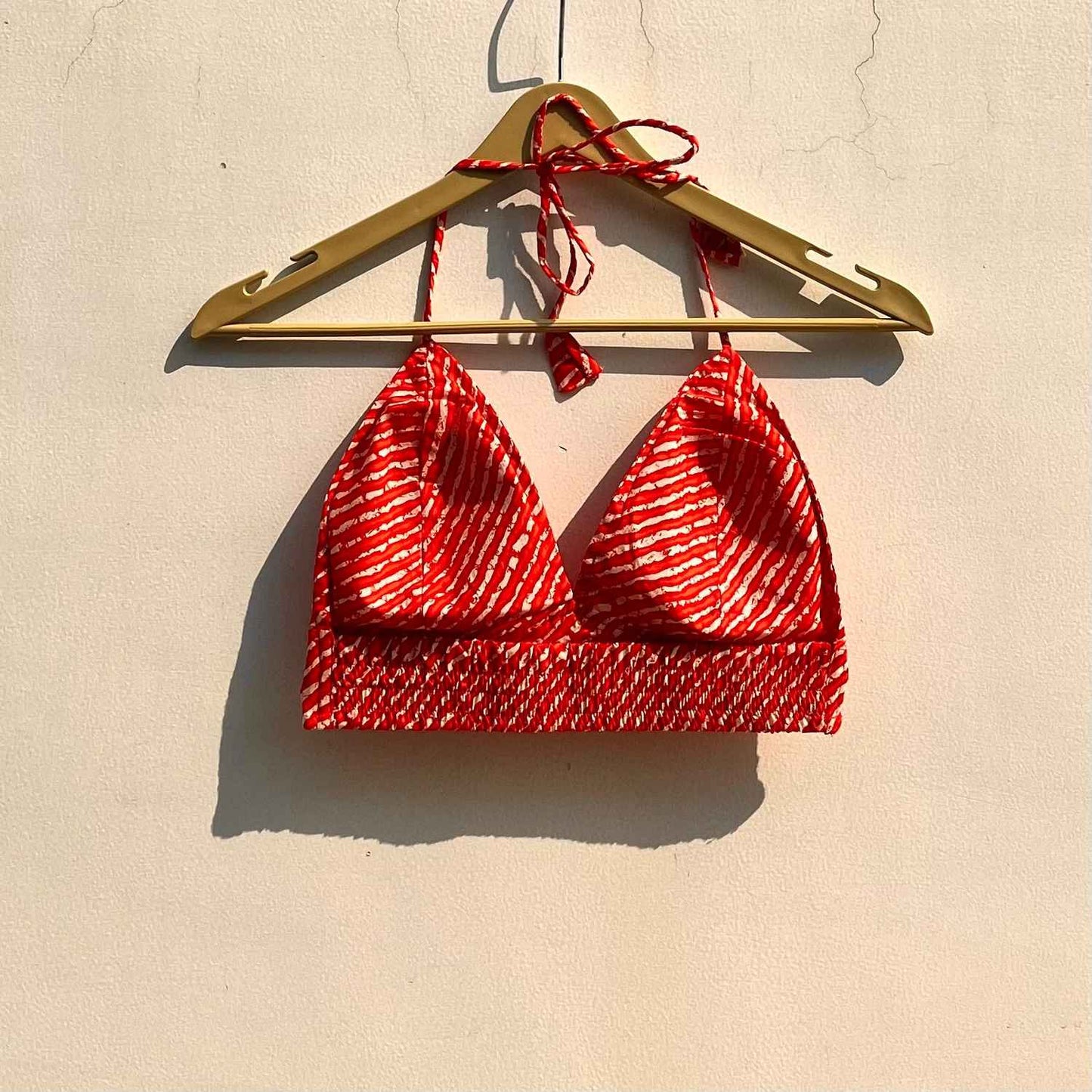 Orange Lehariya Cotton Bralette - KJ0769