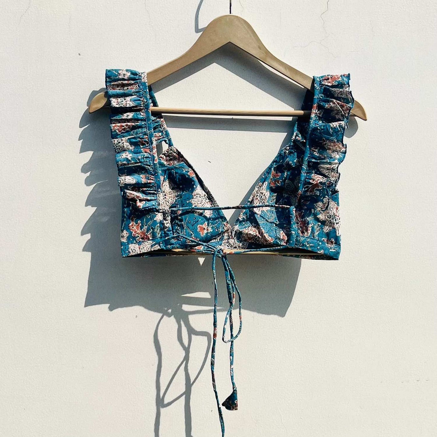 Blue Jaal Frill Cotton Bralette - KJ0777 ( Clearance Sale )