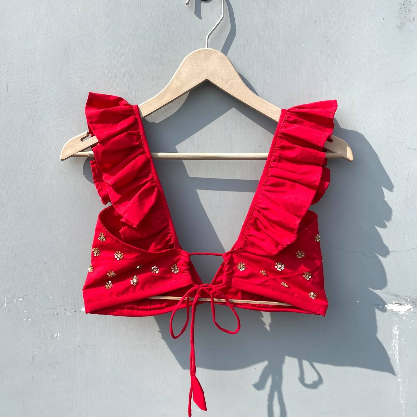 Red Sequin HandWork Bra - KJ0194