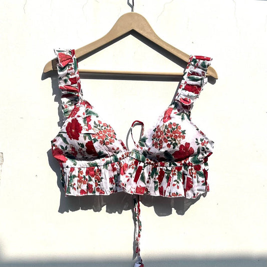 White Jaal Frill Cotton Bralette - KJ0778