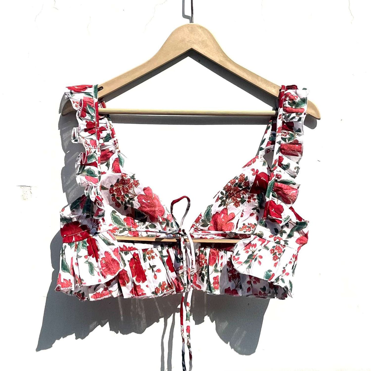 White Jaal Frill Cotton Bralette - KJ0778