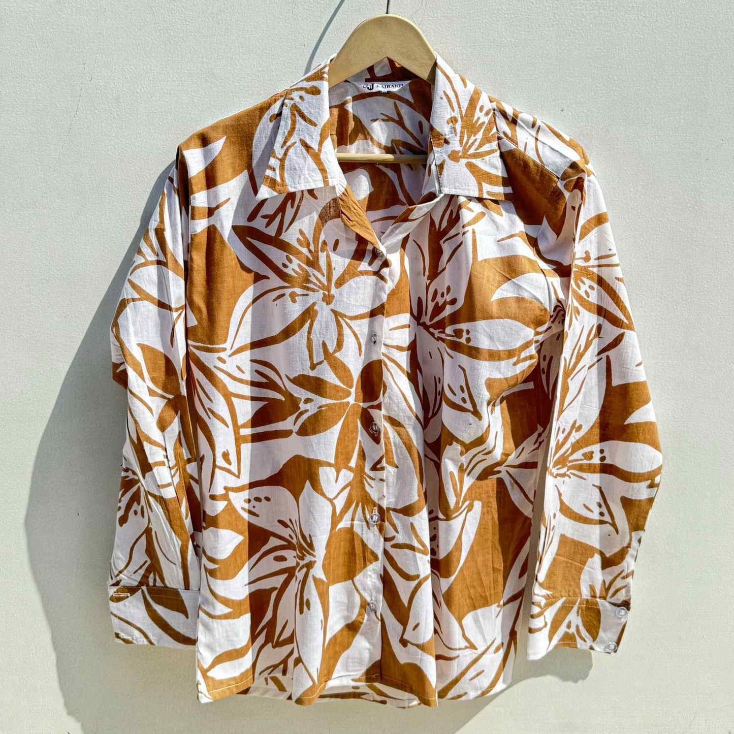 Light Brown Abstract Floral Overall Combo - KJ0530