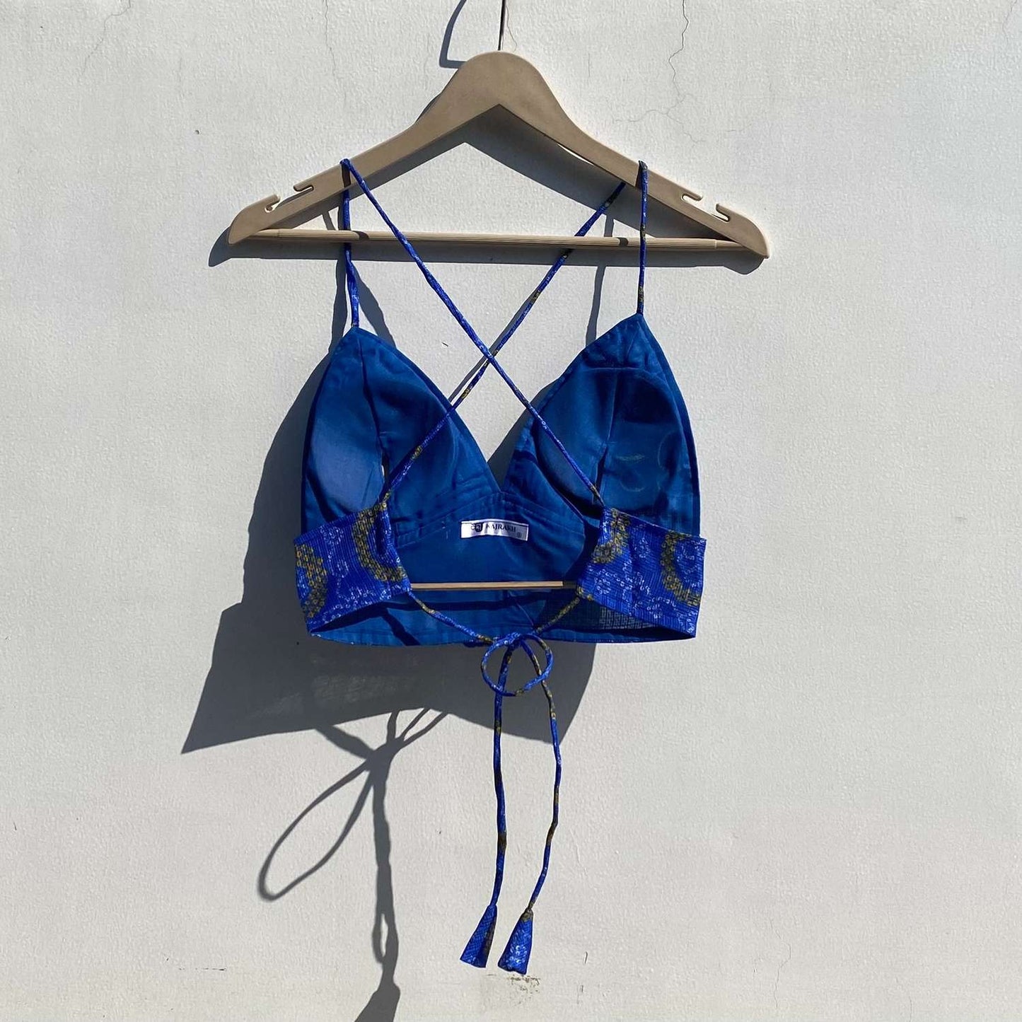 Blue Bandhej Kota Doria Removable Pad Bra - KJ0827