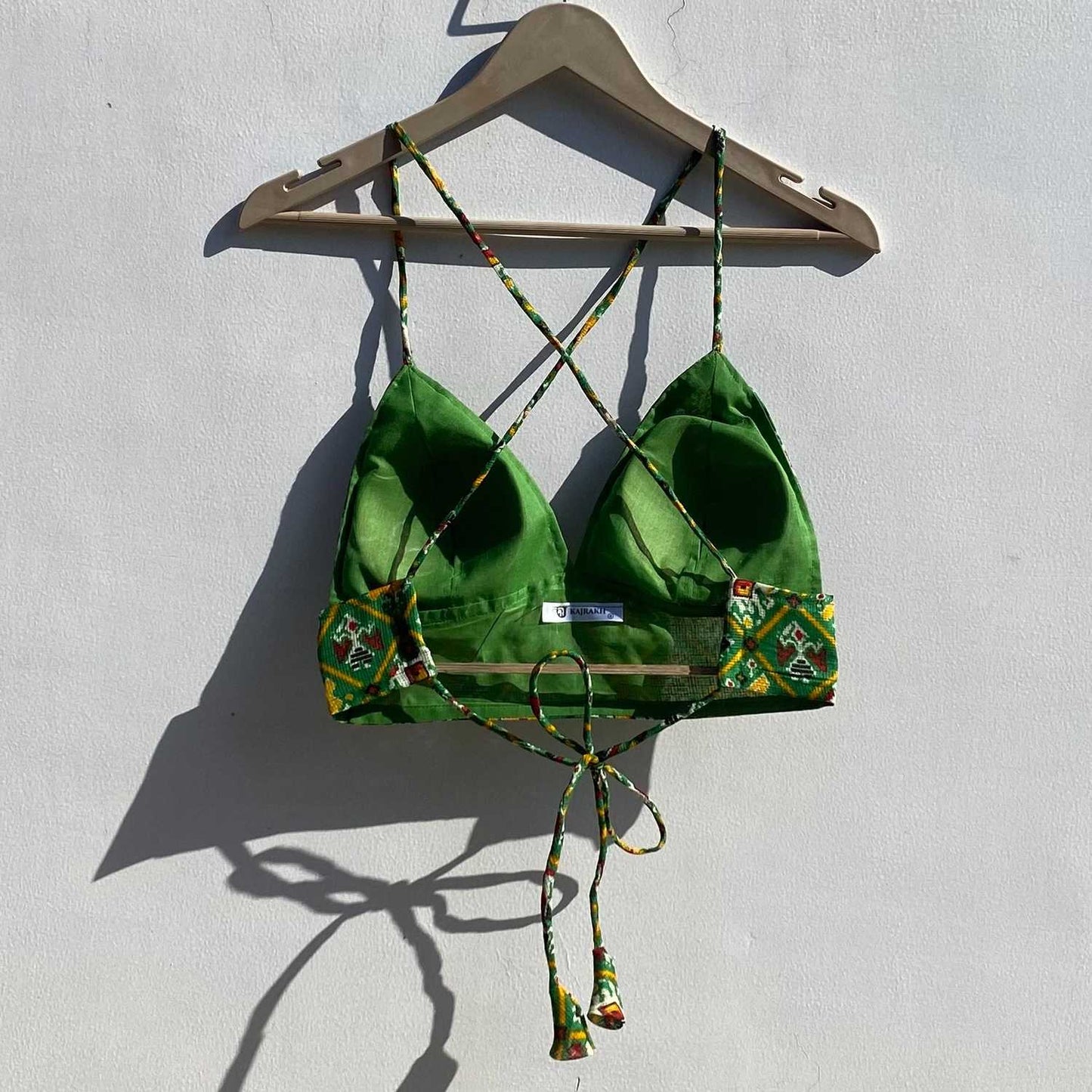 Green Patola Kota Doria Removable Pad Bra - KJ0833