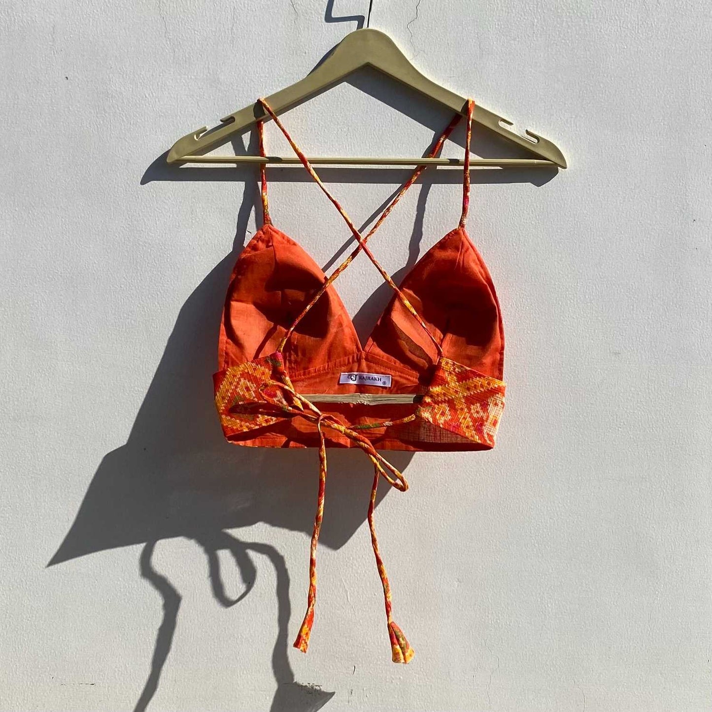 Orange Patola Kota Doria Removable Pad Bra - KJ0831
