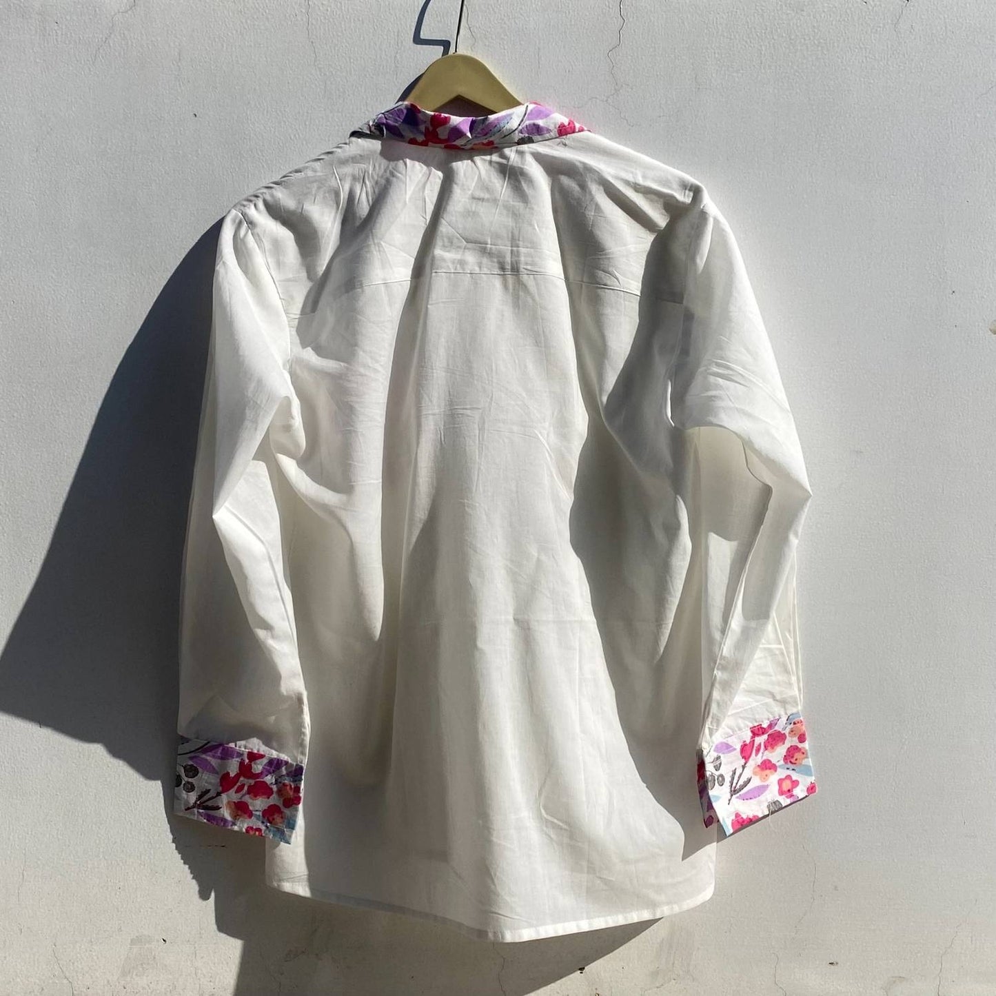 White Multi Patch Cotton Women Shirt - KJ0399