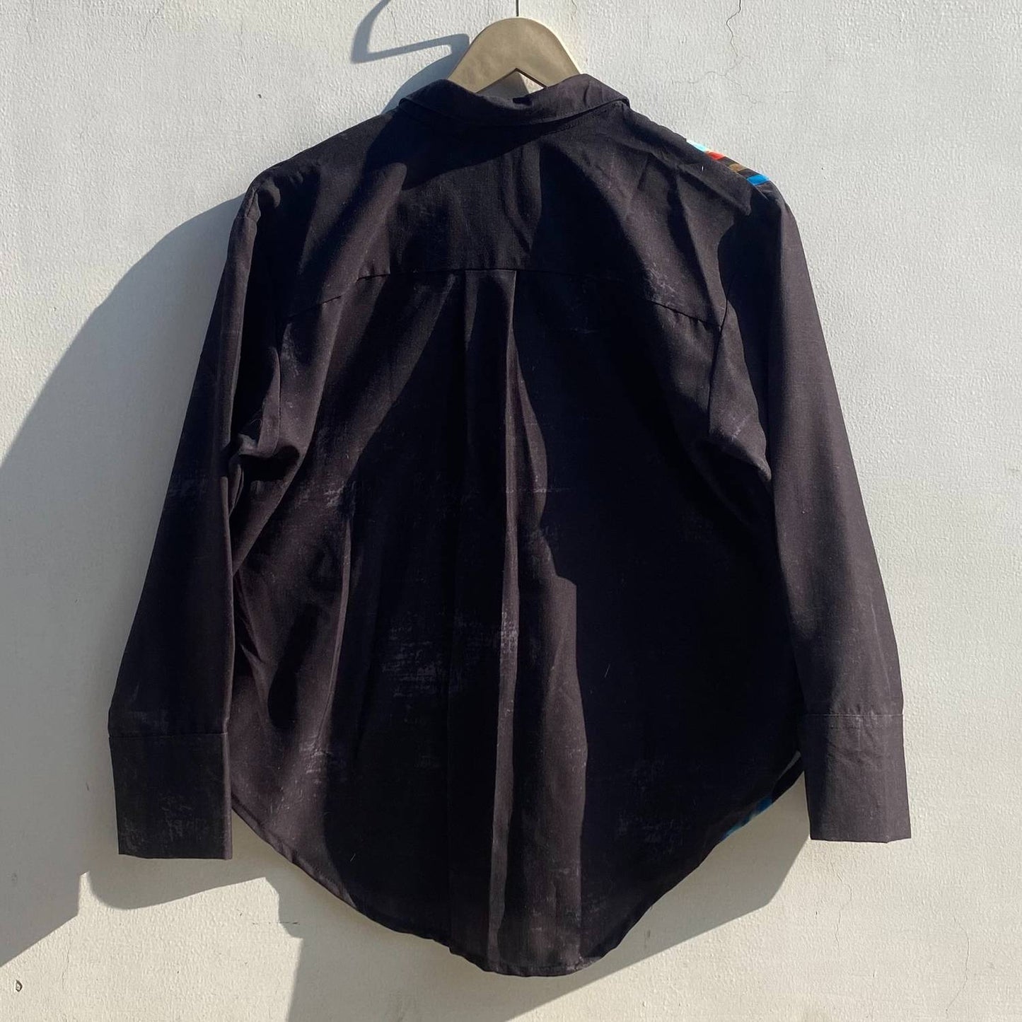 Black Poetry Mix Linen Shirt - KJ0844