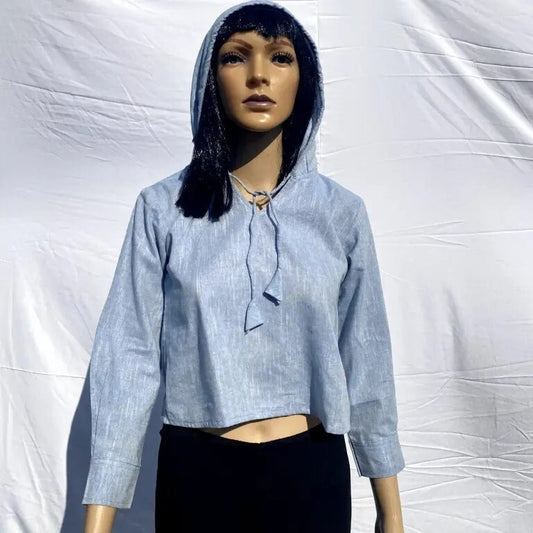 Blue Khadi Cotton Hoody- KJ0052