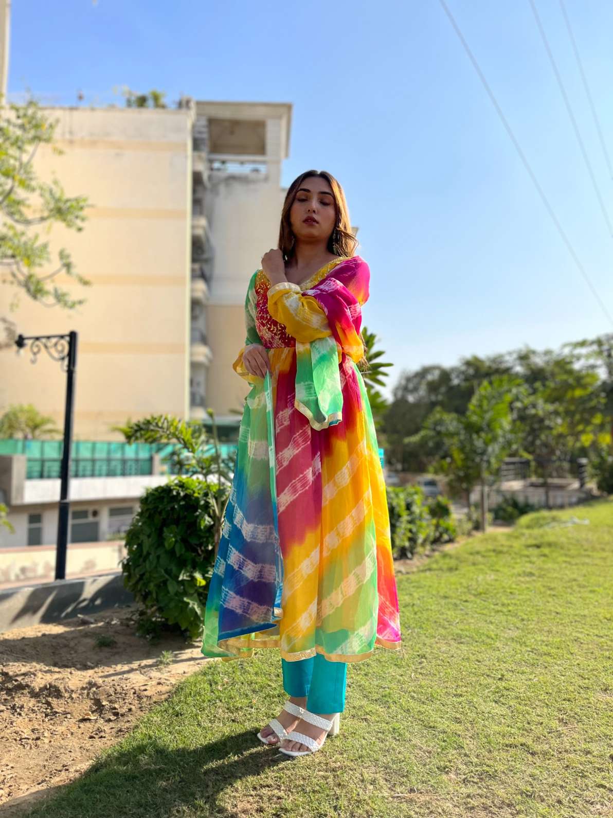 Rainabow Gotta Patti Chiffon Suit Set - AT0331