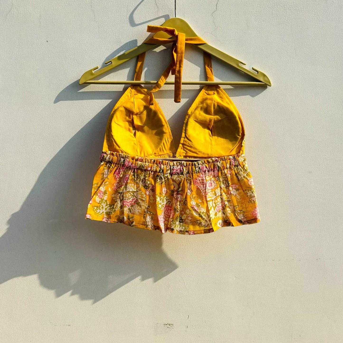 Yellow Butti Cotton Mul Removable Pad Top - KJ0812