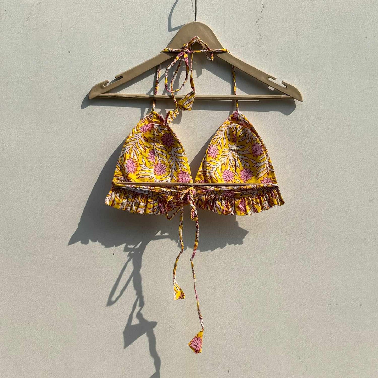 Yellow Handblock Frill Bra - KJ0790