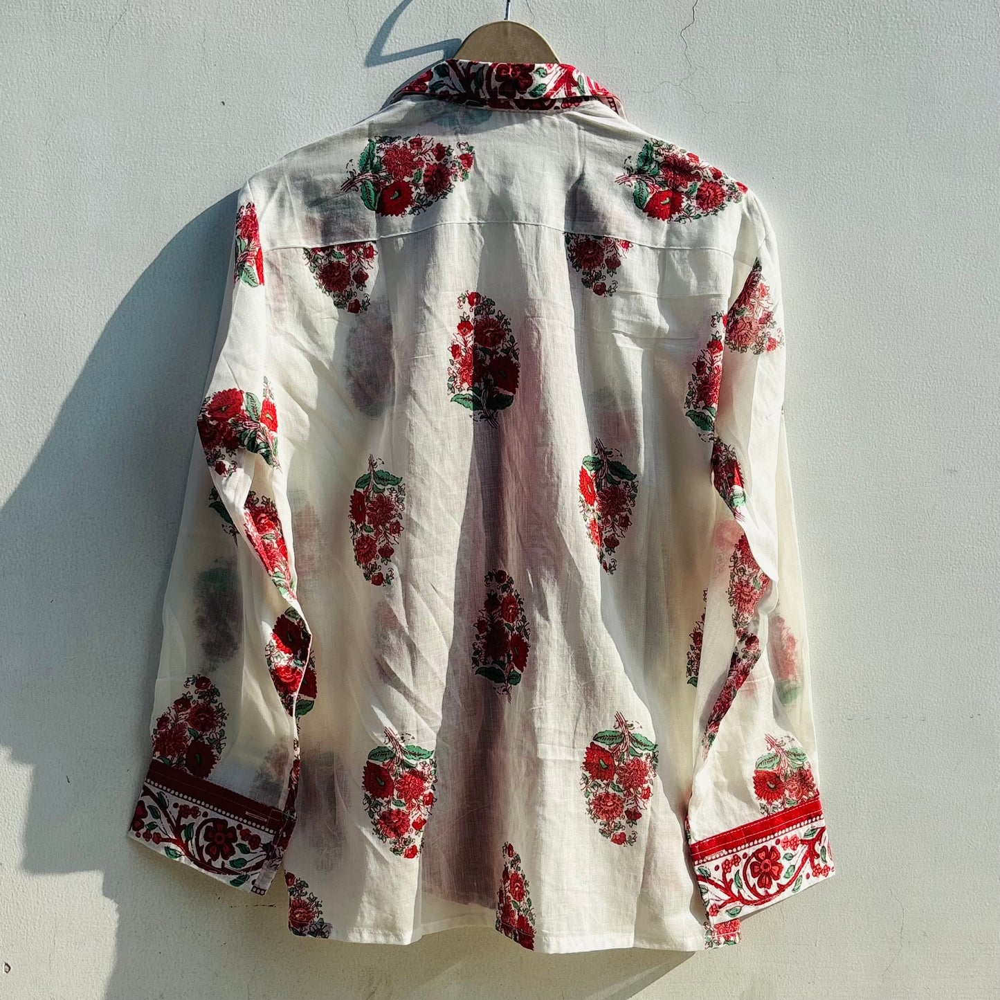 Red Big Floral Mul Women Shirt - KJ0820