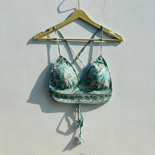 Light Blue Jaal Cotton Removable Pad Bra - KJ0816