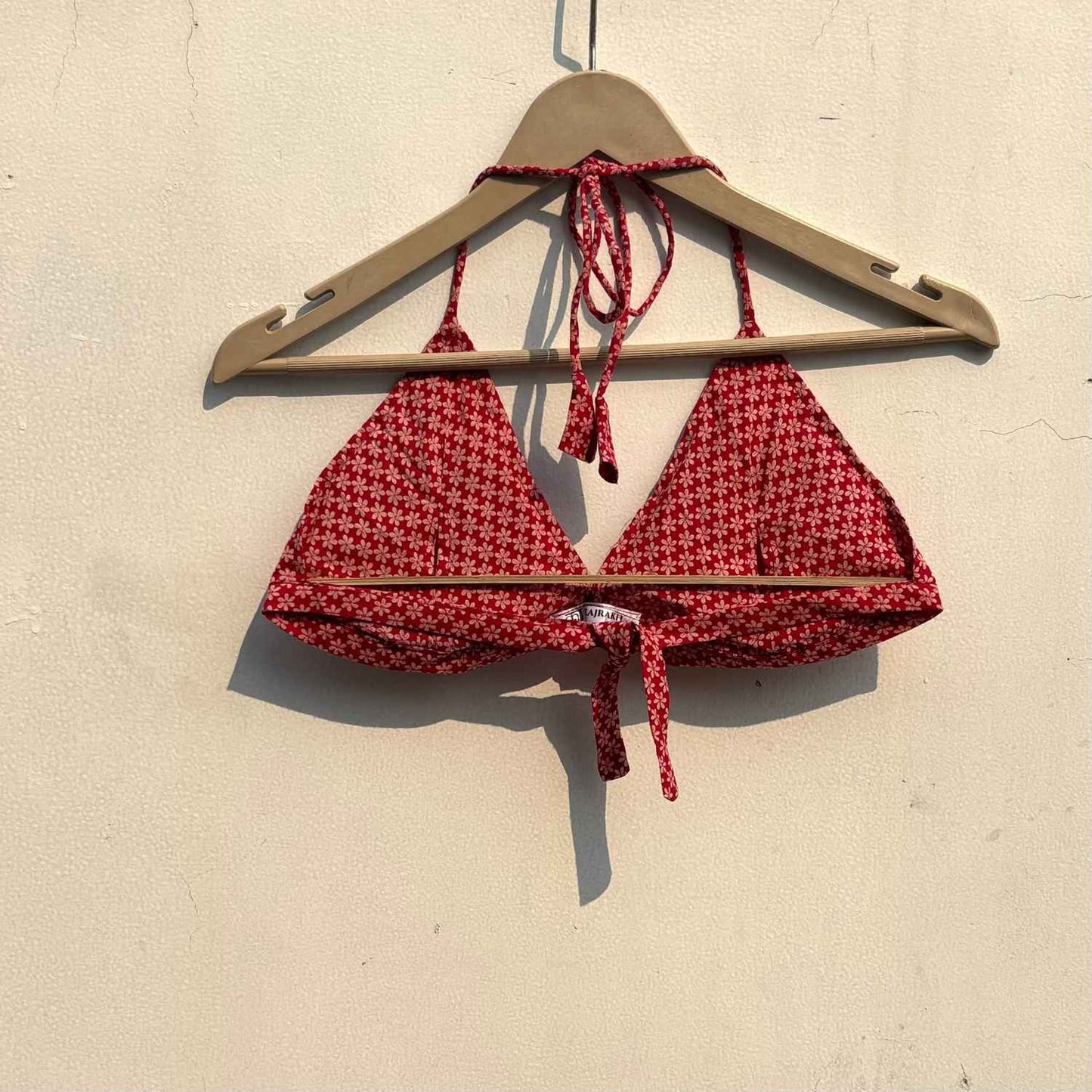 Carrot Red Floral Cotton Removable Pad Bralette - KJ0810