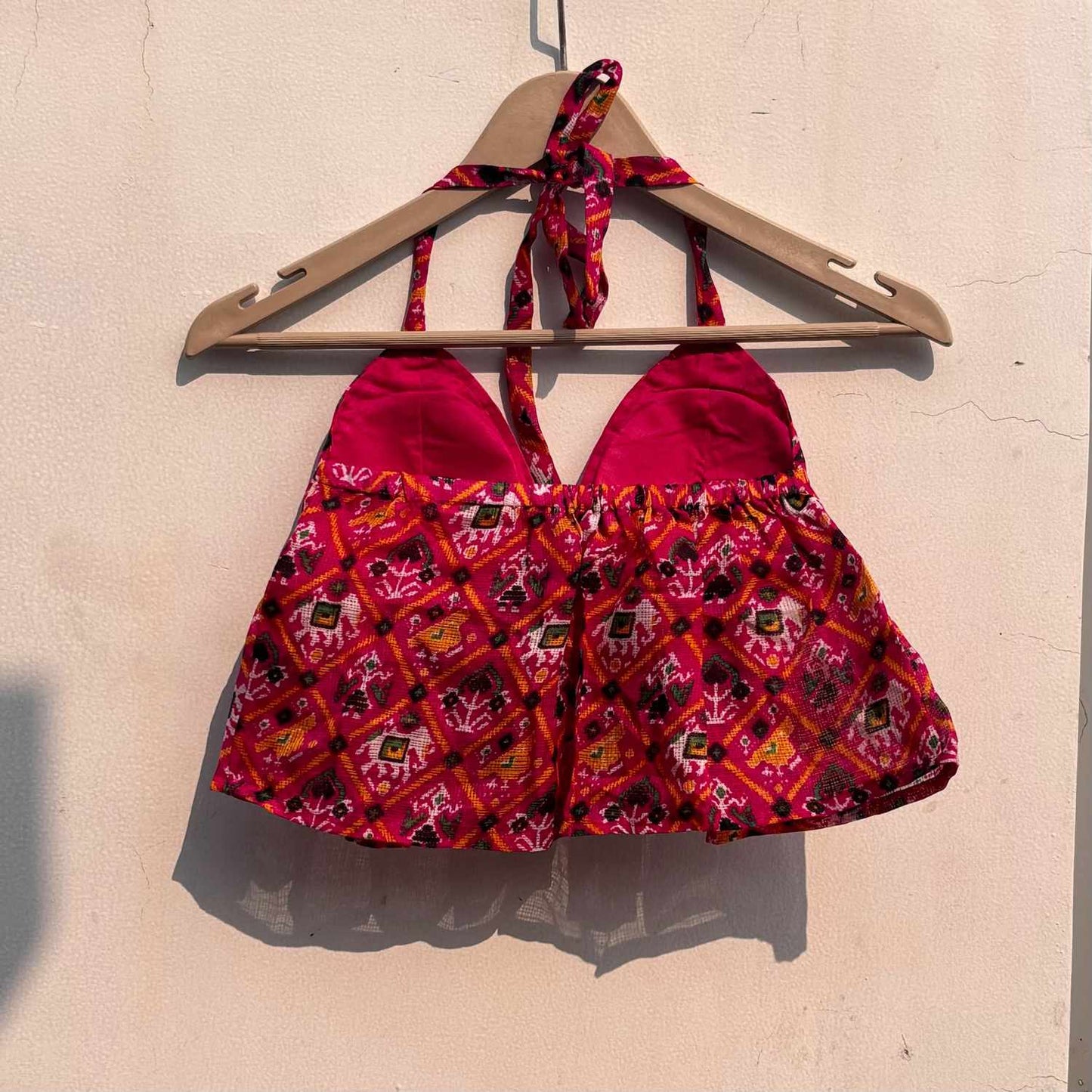 Pink Patola Kota Doria Cotton Removable Pad Bralette - KJ0809