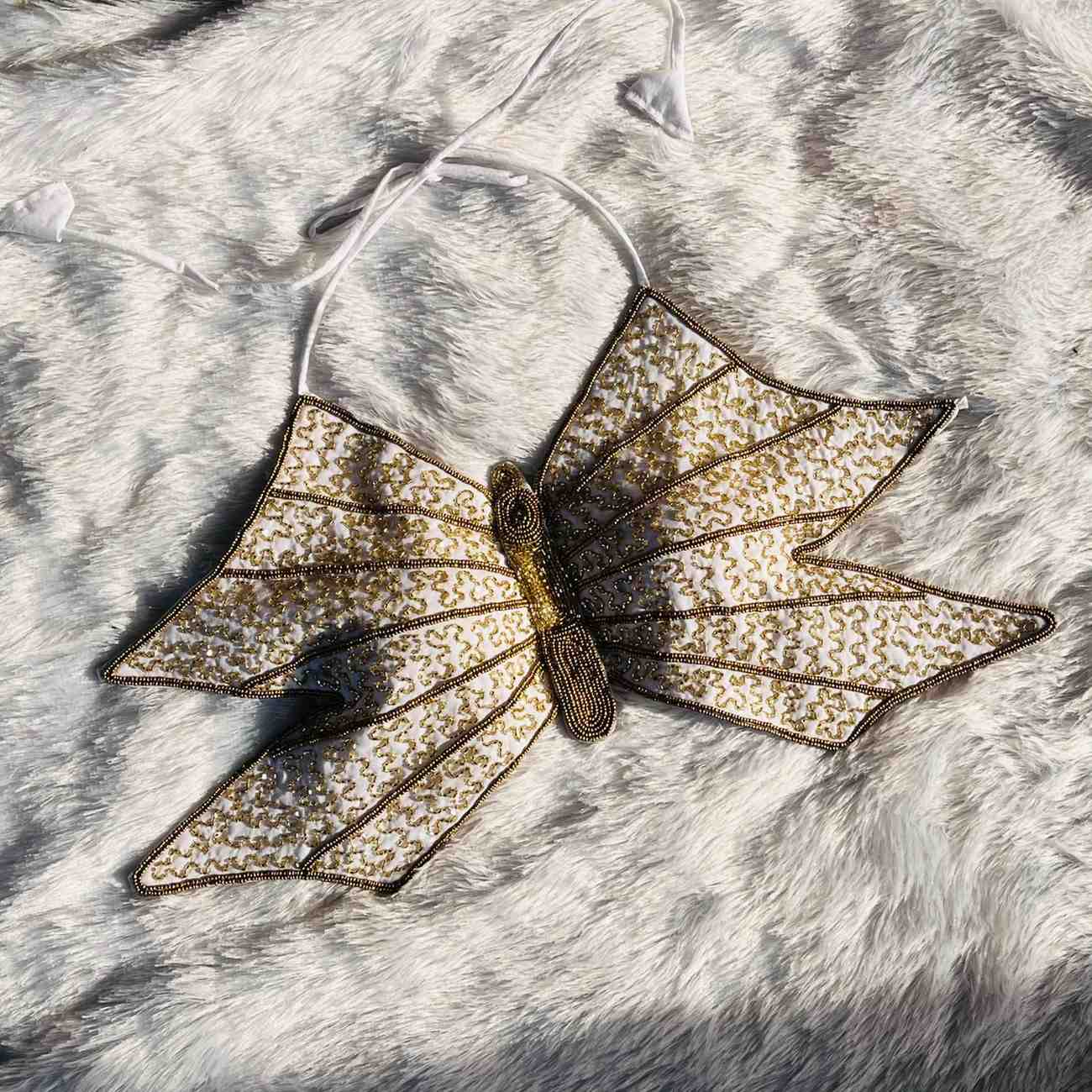 White Handwork Butterfly Top - KJ0435