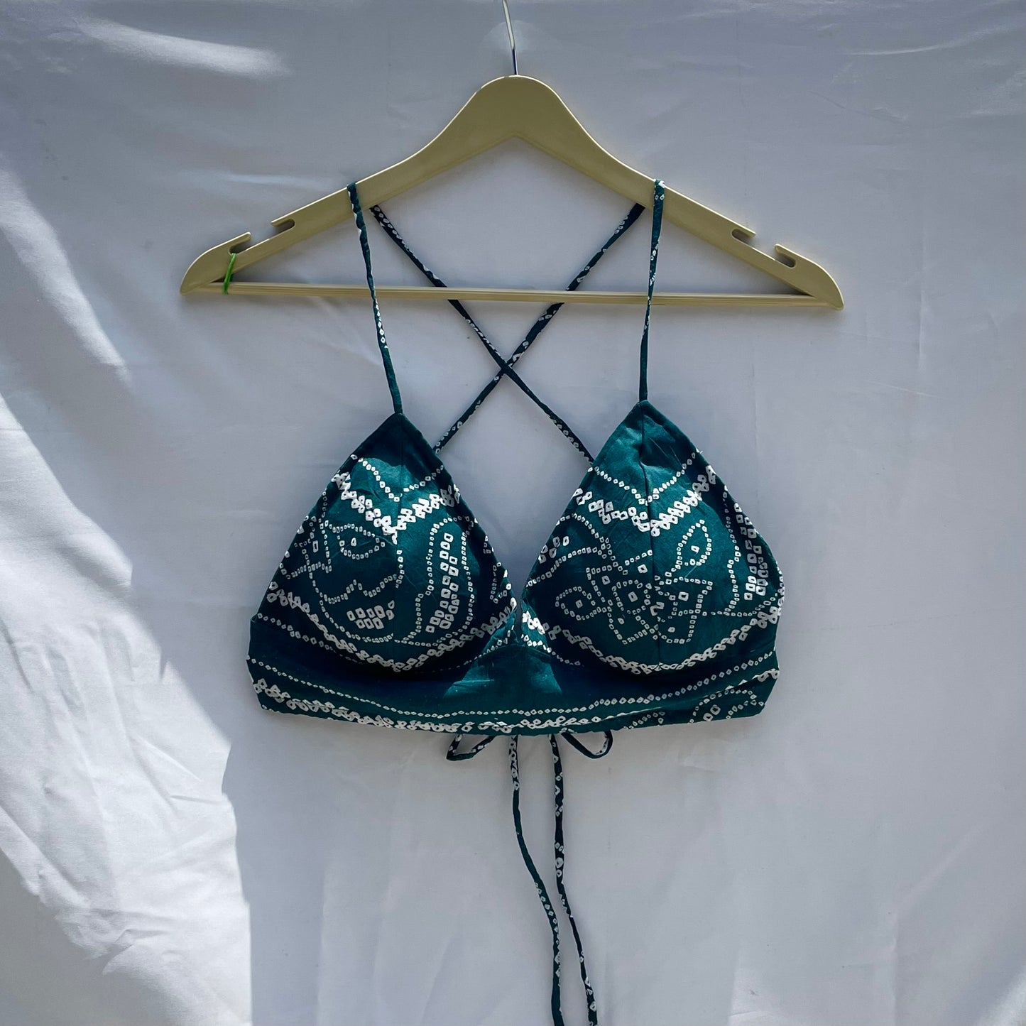 Teal Bandhej Mulmul Bra - KJ0152