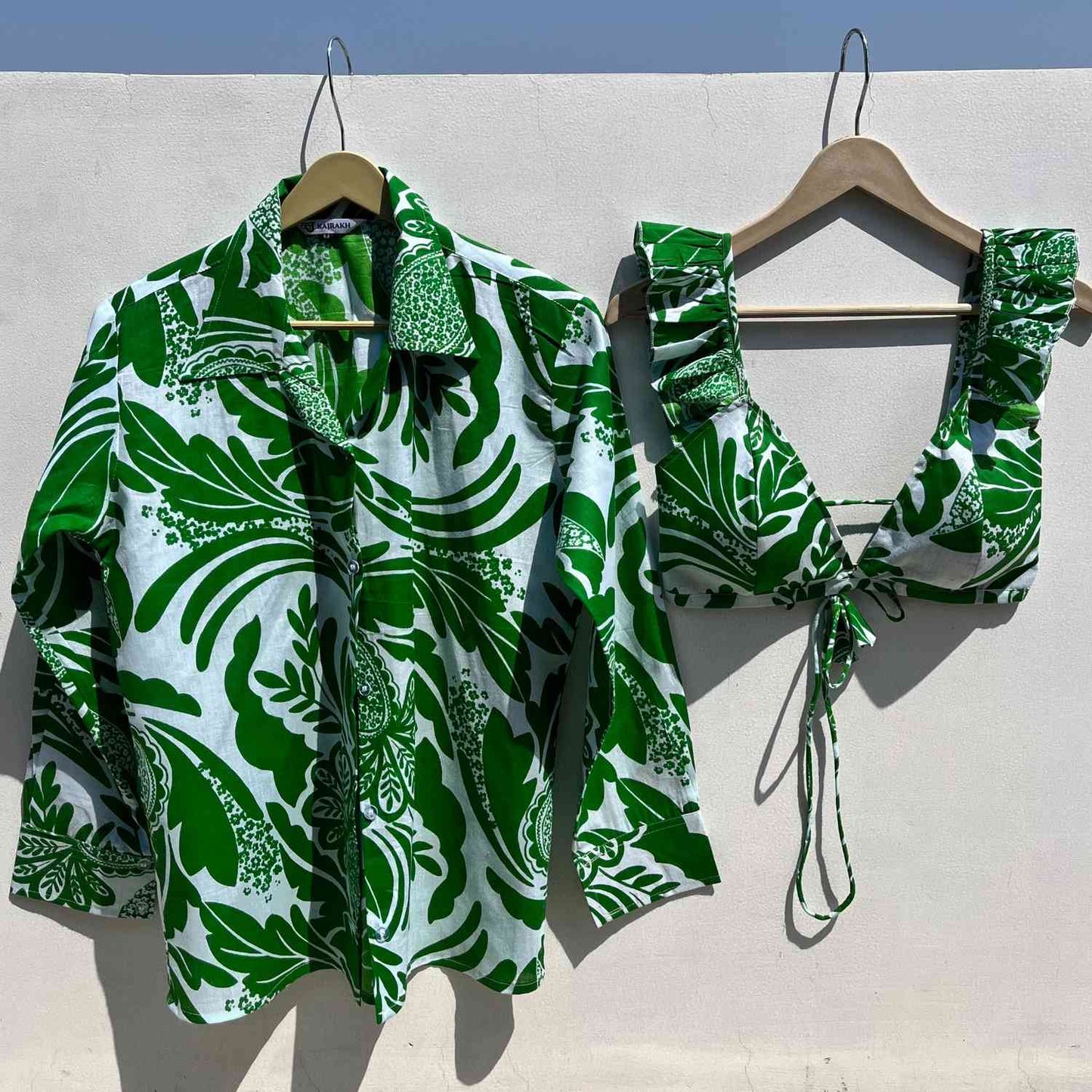 Green Abstract Floral Overall Combo - KJ0528