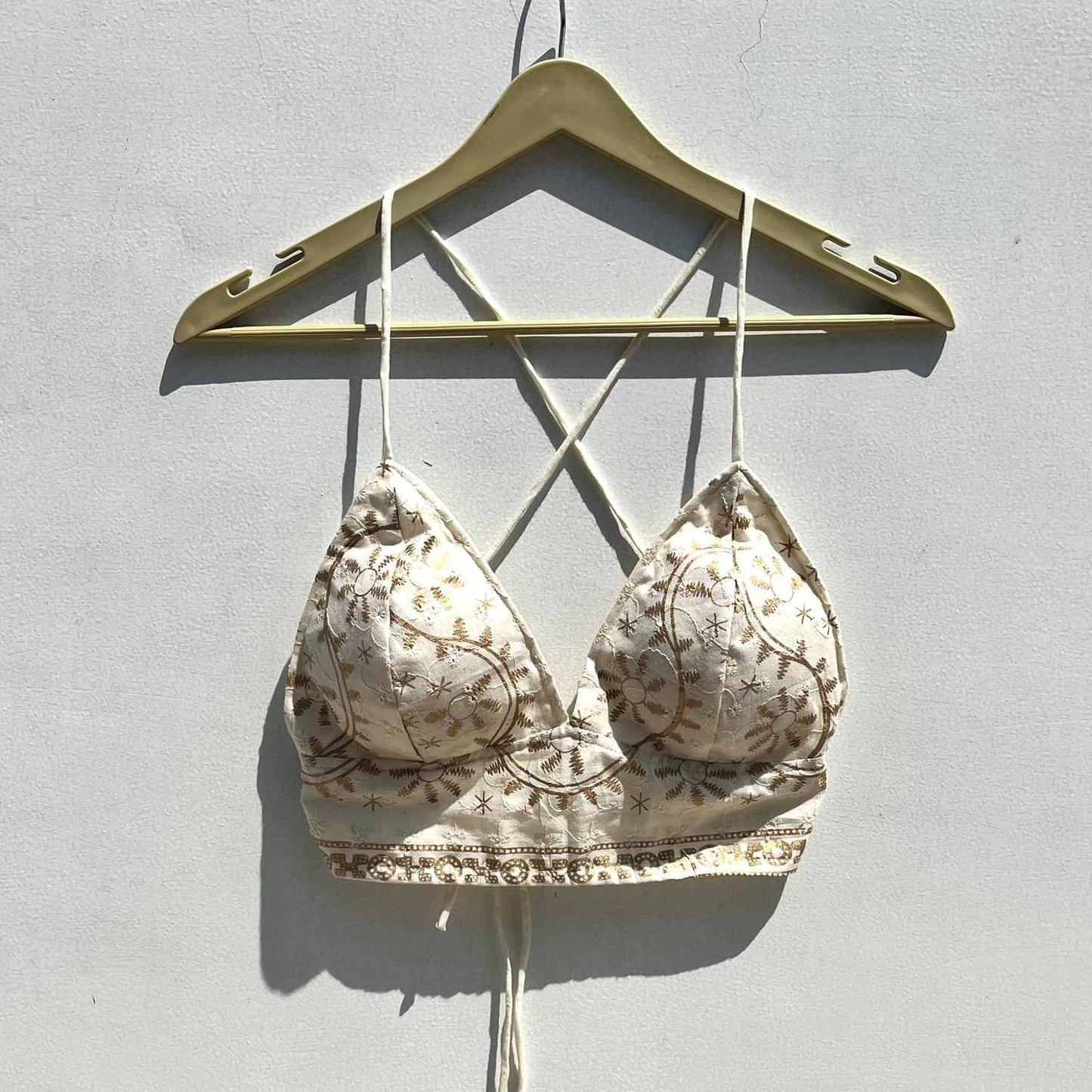 Off White Hakoba Chikan Foil Cotton Bra - KJ0563