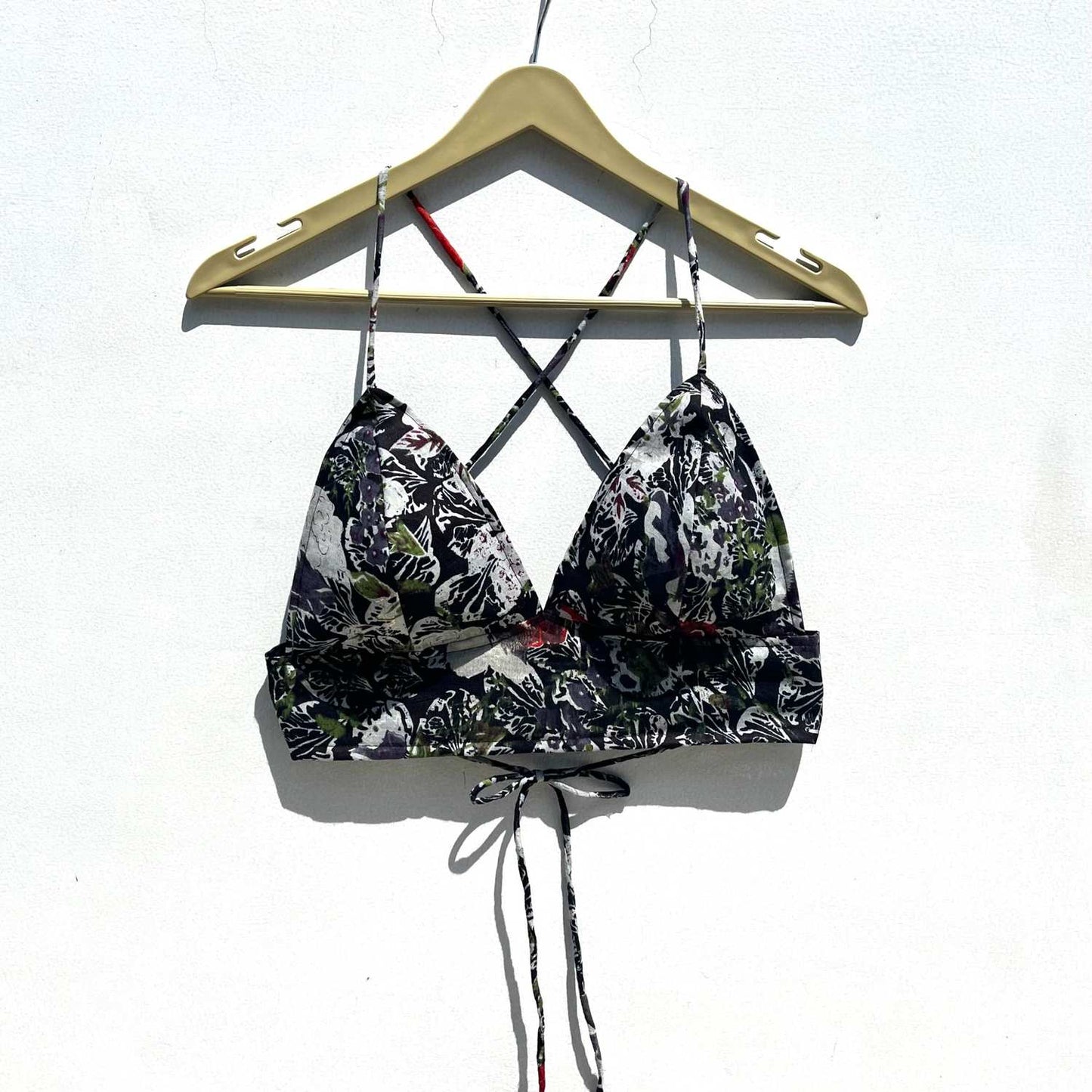 Black Floral Overall Cotton Bra - KJ0564