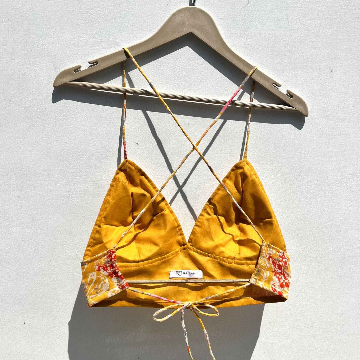 Yellow Floral Overall Cotton Bra - KJ0566 ( Clearance Sale Item )