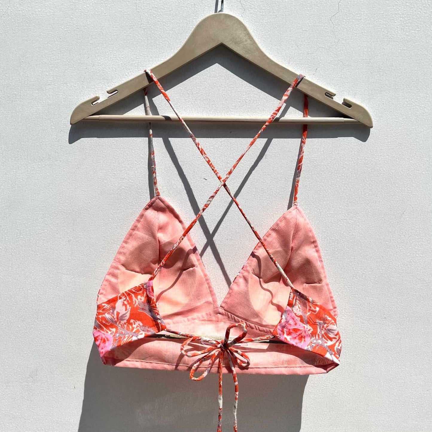 Peach Floral Overall Cotton Bra - KJ0565 ( Clearance Sale Item )