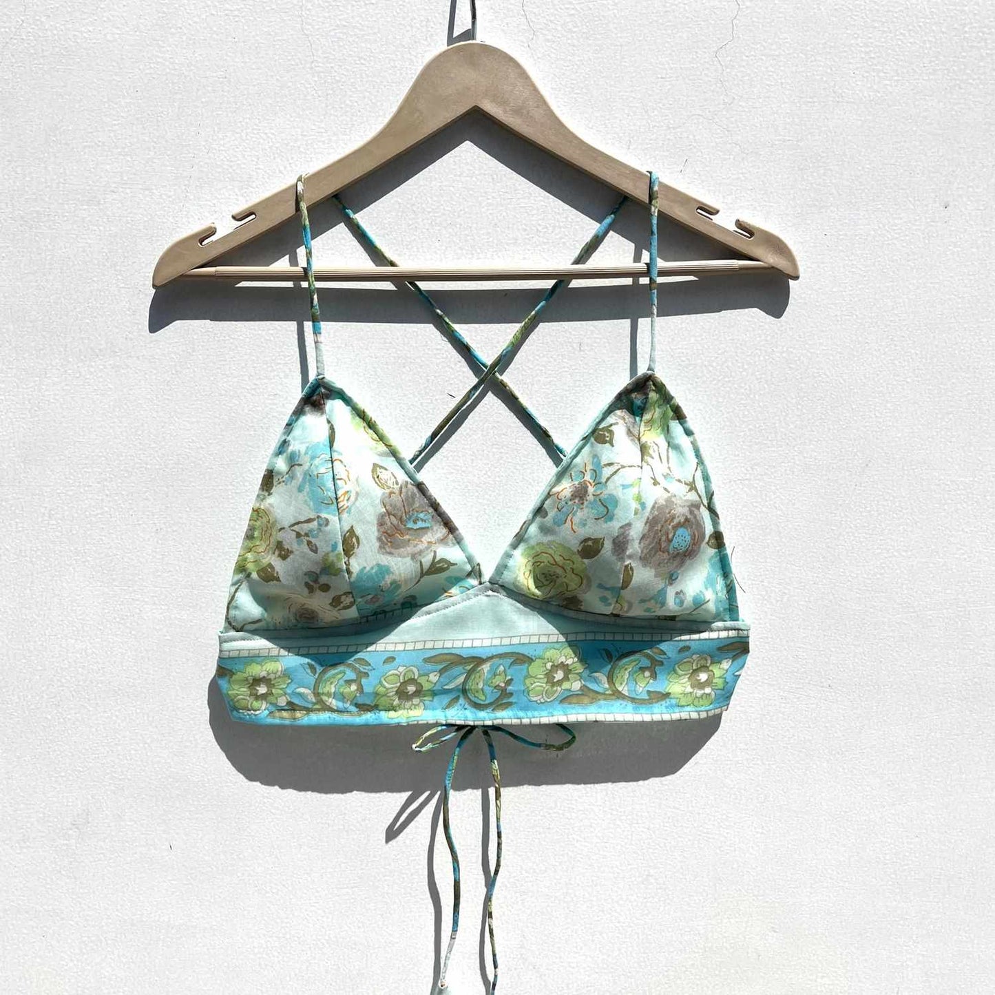 Light Blue Floral Cotton Bra - KJ0567