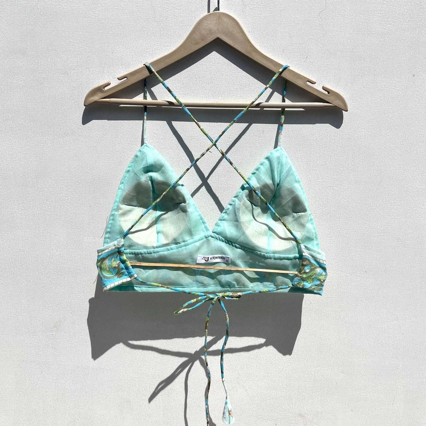 Light Blue Floral Cotton Bra - KJ0567