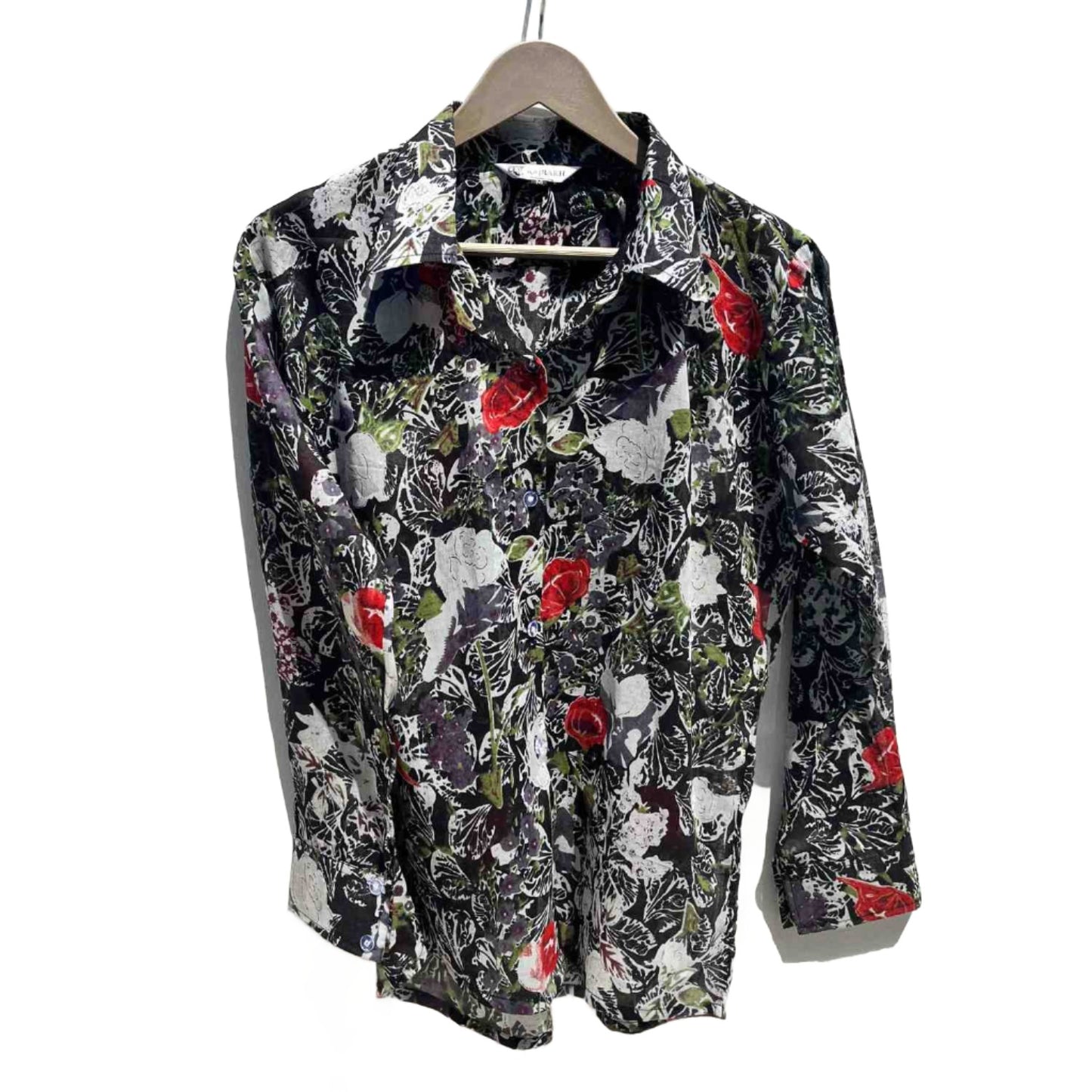 Black Floral Overall Mul Women Shirt - KJ0555