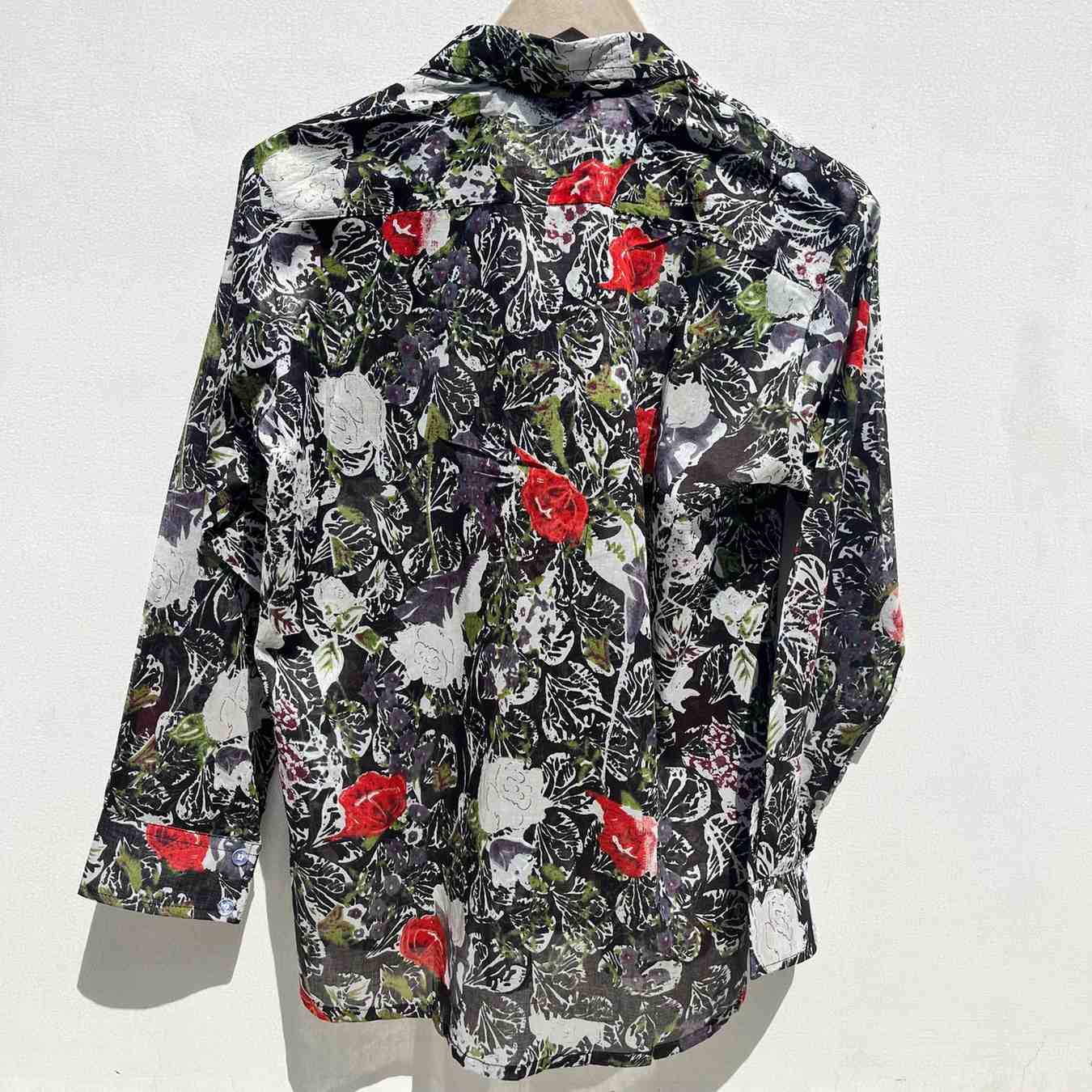 Black Floral Overall Mul Women Shirt - KJ0555
