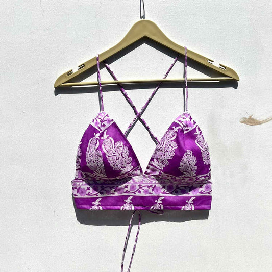 Lavender Floral Cotton Bra - KJ0559