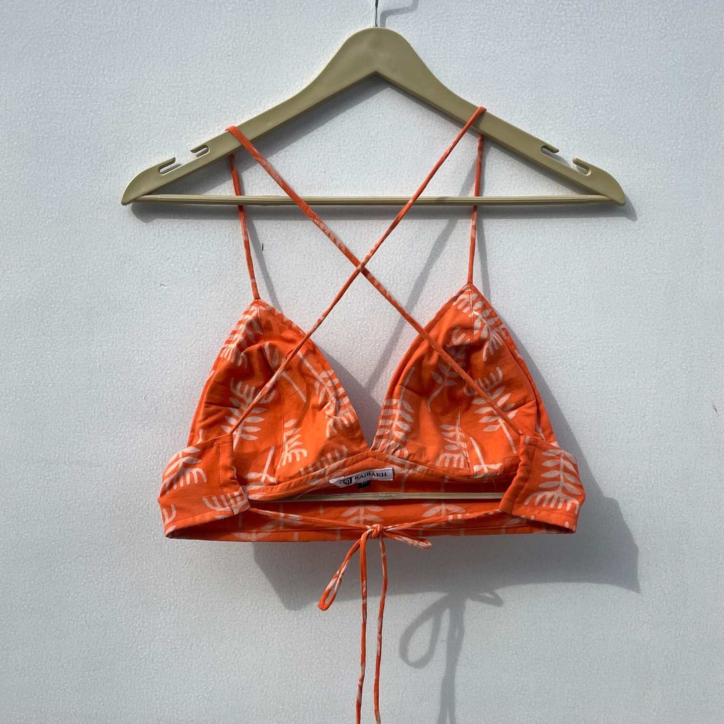 Neon Orange Hand Block Bra- KJ0308 ( Clearance Sale Item )